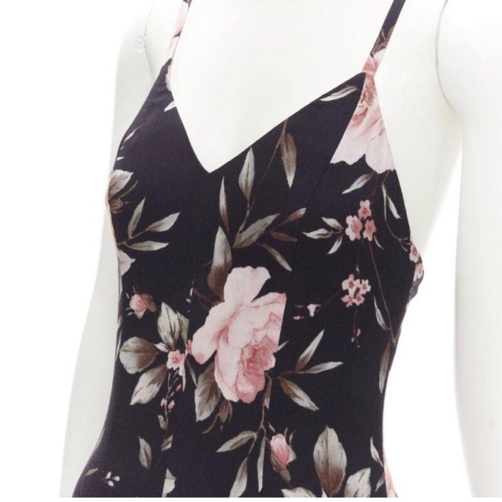 Alice + Olivia Black Maxi Dress with Pink Floral Print - Picture 4 of 6